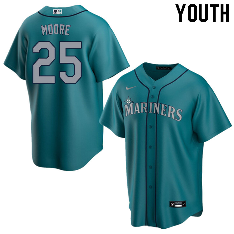 Nike Youth #25 Dylan Moore Seattle Mariners Baseball Jerseys Sale-Aqua